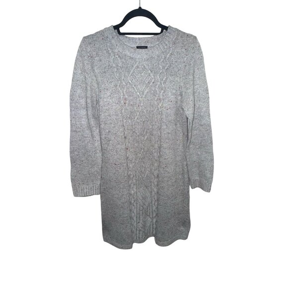 Talbots Cable Knit Gray Sweater Dress With Multi-Colored Speckles All Over Sz M - Picture 3 of 15